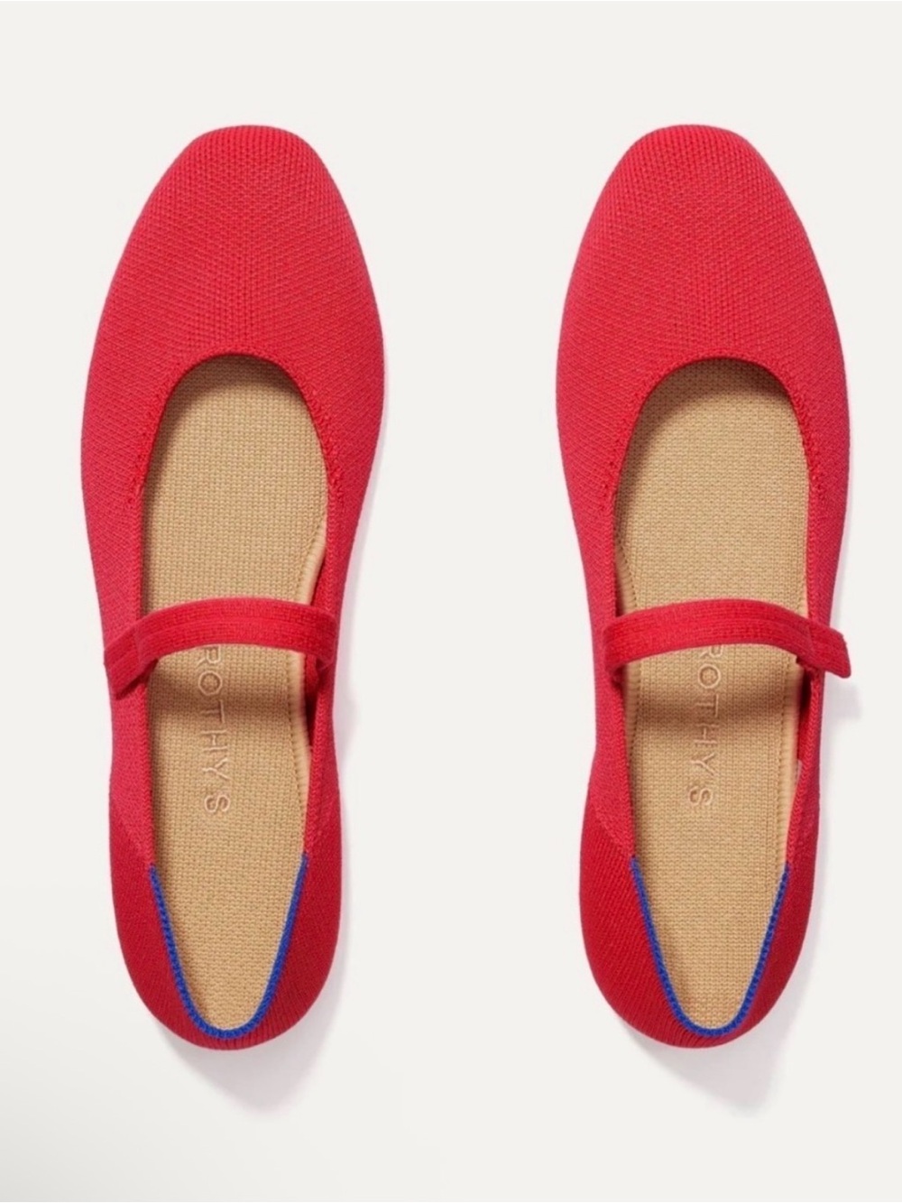 Rothy's Red Mary Jane Flats with Contrast Trim